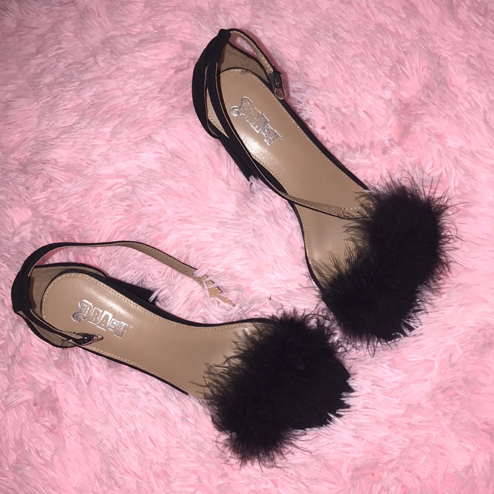 BRASH furry suede heels